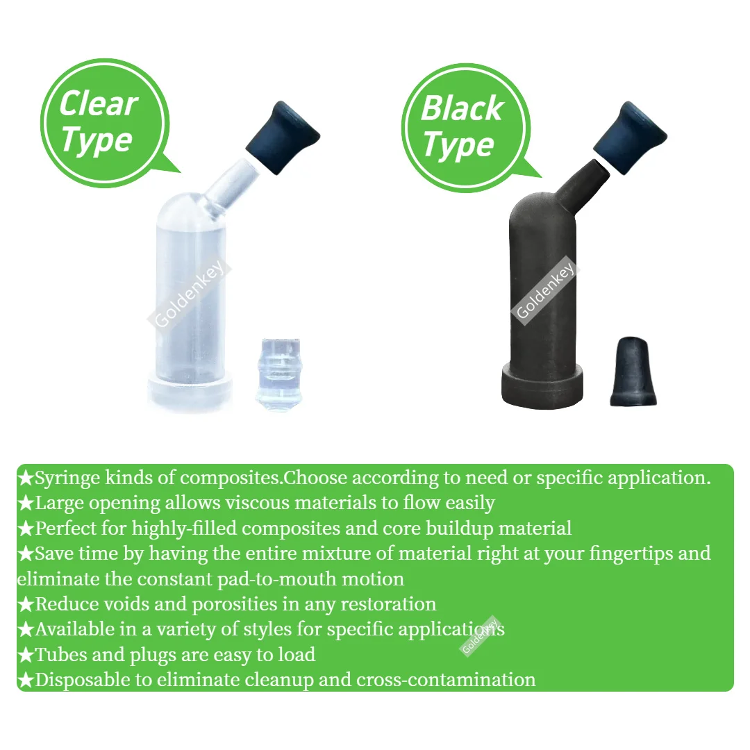 100Pcs Dental Unit-Dose Tips Composite Gun Dispenser Applicator Tips Resin Tubes Capsules Compules Syringe Tips Tubes And Plug - Detail 1