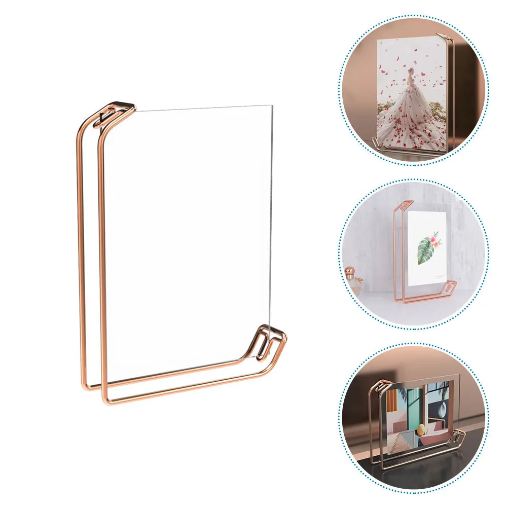 

Metal Photo Frames Transparent Desktop Standing Picture Display for Holiday Birthday Travel Photos Modern Elegant Acrylic