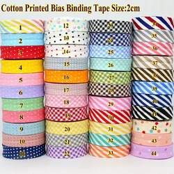 20mm Width Cotton Bias Binding Tape Dotted and Striped Series Edging Ribbon Folded Cloth Welt DIY Sewing Dressmaking Accessories