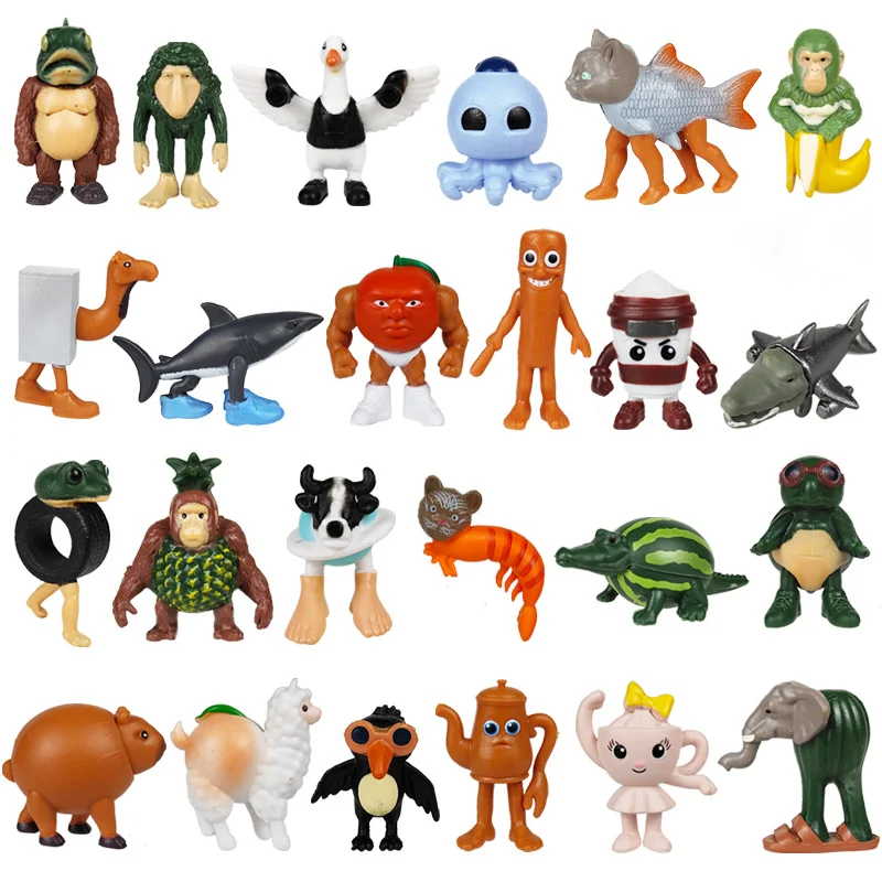 8/24Pcs Fun Italian Brainrot Action Figure Set Tung Tung Sahur Tralalero Tralala Bombardino Crocodilo Figures Model Toy Gifts