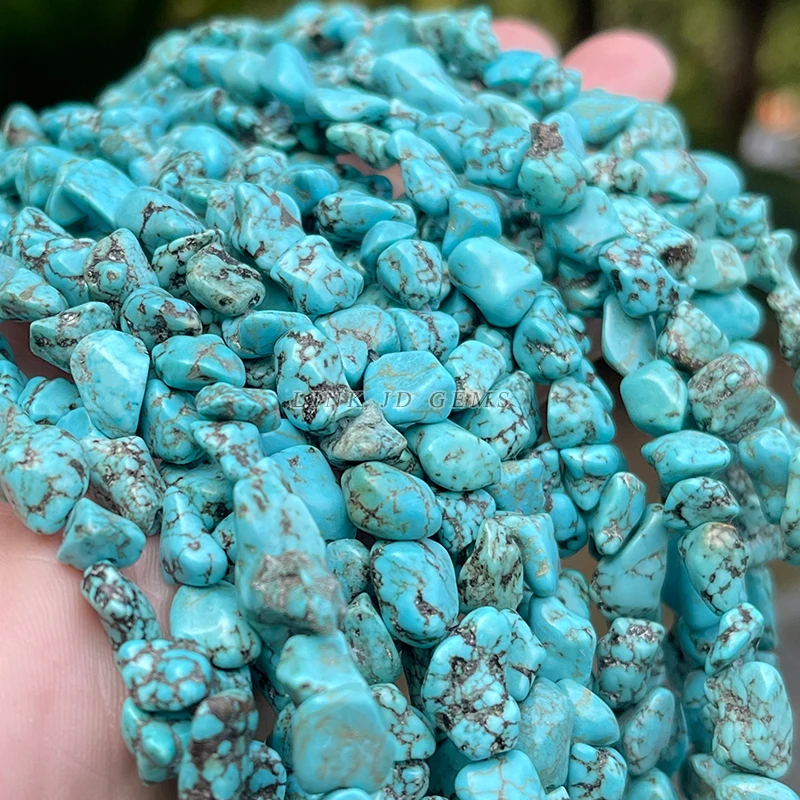 

Natural Blue Turquoise Rough Stone Irregular Loose Spacer Raw Beads For Jewelry Making DIY Bracelets Necklace Accessories