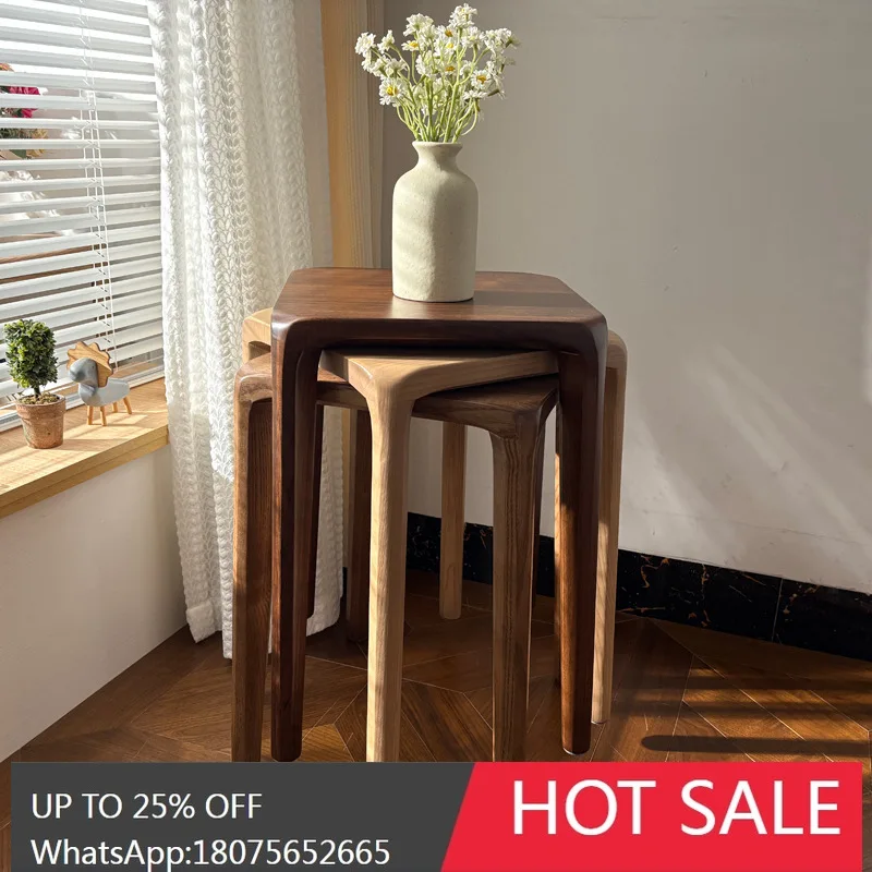 SGF Solid Wood Stool for Home Use, Full Mortise and Tenon Stool, Stackable with a High-End Feel