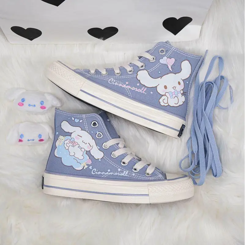 Sanrio Cinnamoroll Original Laurel Dog High Top Canvas Shoes Japanese Female Harajuku Style Female Student Canvas Shoes Women