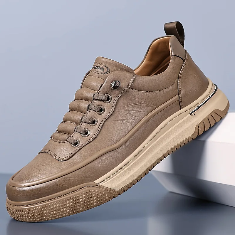 Cow Leather Men's Board Shoes Designer Soft-soled Casual Platform Sneakers Men Spring Autumn Sports Zapatos De Hombre