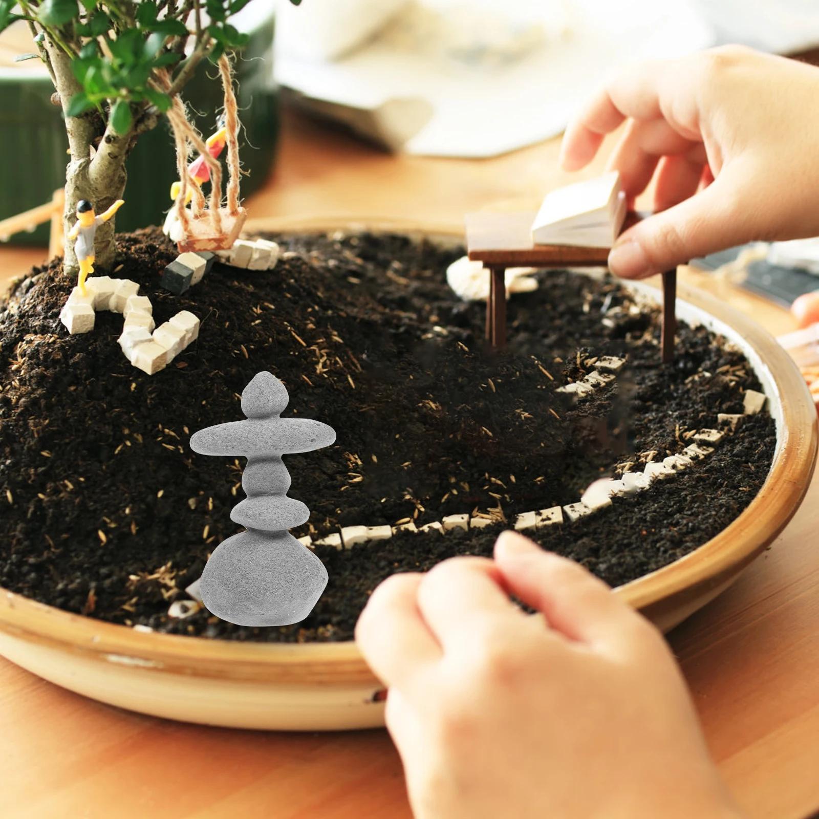 

Rockery Stone Ornaments Decoration Garden Stacked Rocks Resin Sculpture Statues for Japanese Outdoor