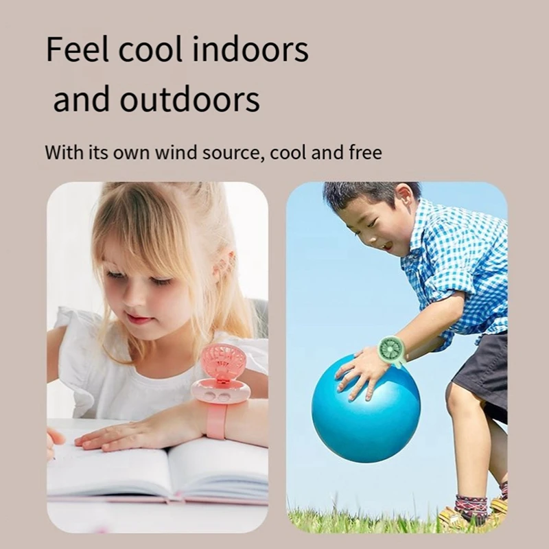 Wristband Fan 300Mah Kids Mini Wristband Multifunction Portable With Breathing Light Watch Model Fan, Durable Easy To Use Purple