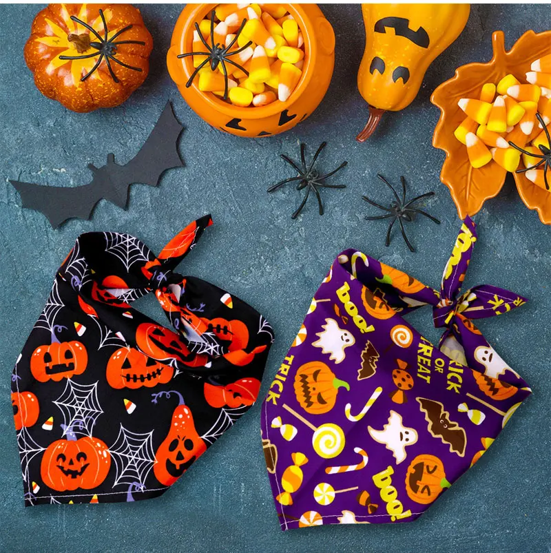 Halloween-Hundebandanas, Hundezubehör für kleine und große Hunde, Katzen, Welpen, Halstuch, Kürbis, Totenkopf, Hunde-Bandana, 1 Stück – Detail 8