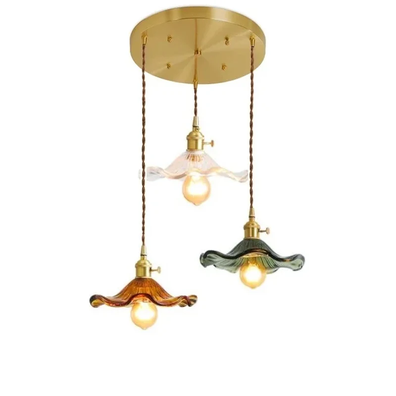 

Multi-style Green Glass Pendant Light Vintage Hang Light Fixtures with Glass Lampshade Modern Chandelier Lamp for Kitchen Island