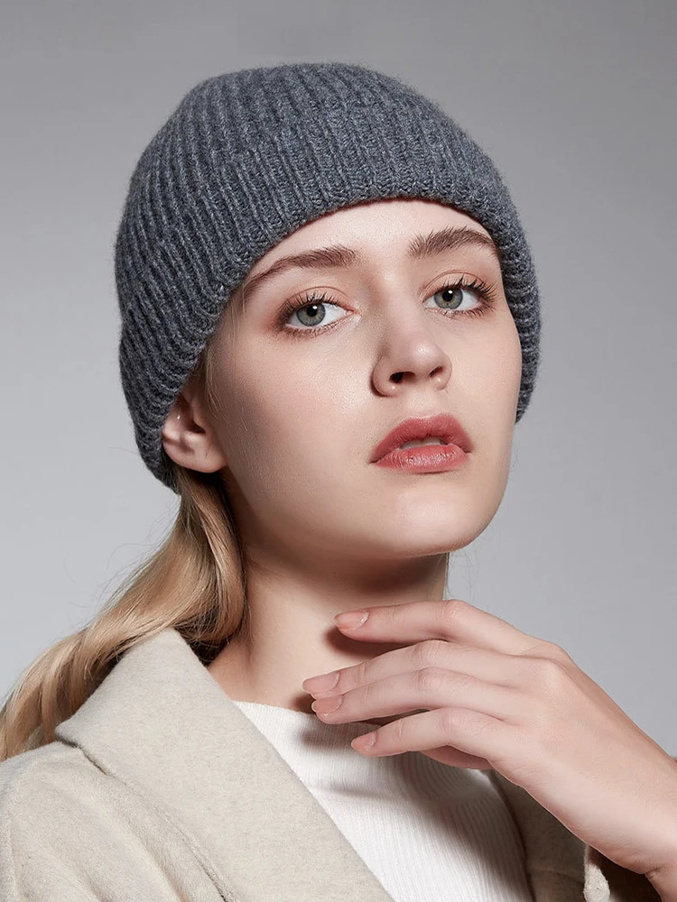 

Pure Wool Beanies Stocking Caps Winter Women Men Knitted Bonnet Cap Hat Soild Colour Autumn Winter