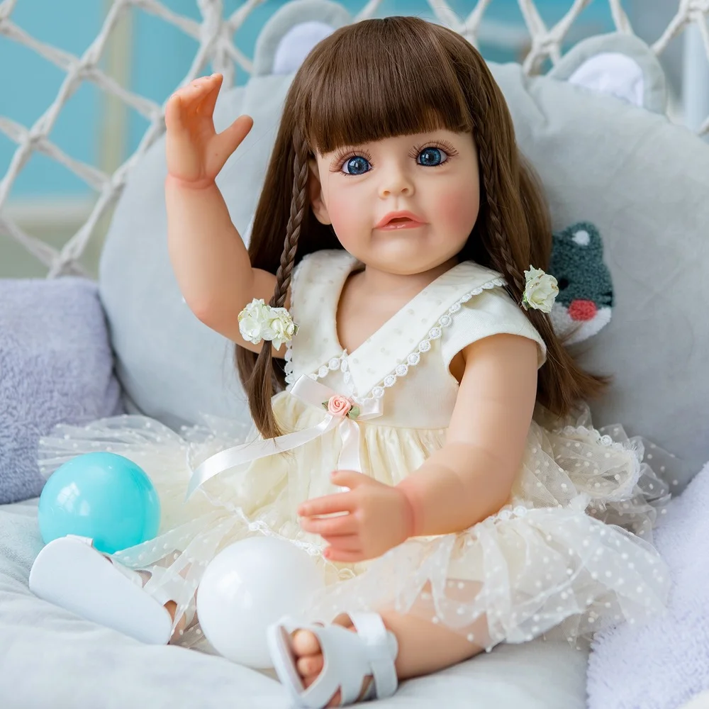 

Finished Doll 55cm Full Body Silicone Reborn Girl Doll Sue-Sue Hand-detailed Painting 3D Skin Visible Venis Bebe Reborn Doll Toy