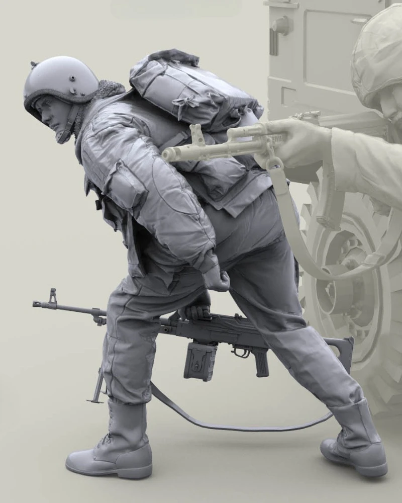 Kit de figurines en résine moulée sous pression, échelle 1/16, soldat des troupes internes russes avec mitrailleuse (sans camion), non assemblé et non peint