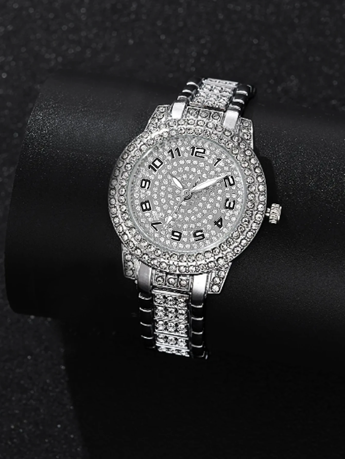 Reloj plateado de lujo con diamantes de imitación para mujer, reloj de pulsera de cuarzo de cristal, reloj Formal, artículo de regalo de fiesta