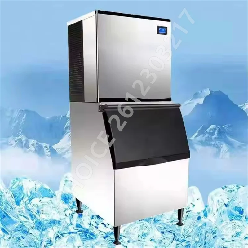 170-500kg/Day Upgraded Commercial Ice Maker Machine LCD Panel with Blue Light Stainless Steel Automatic Square Ice Maker Use