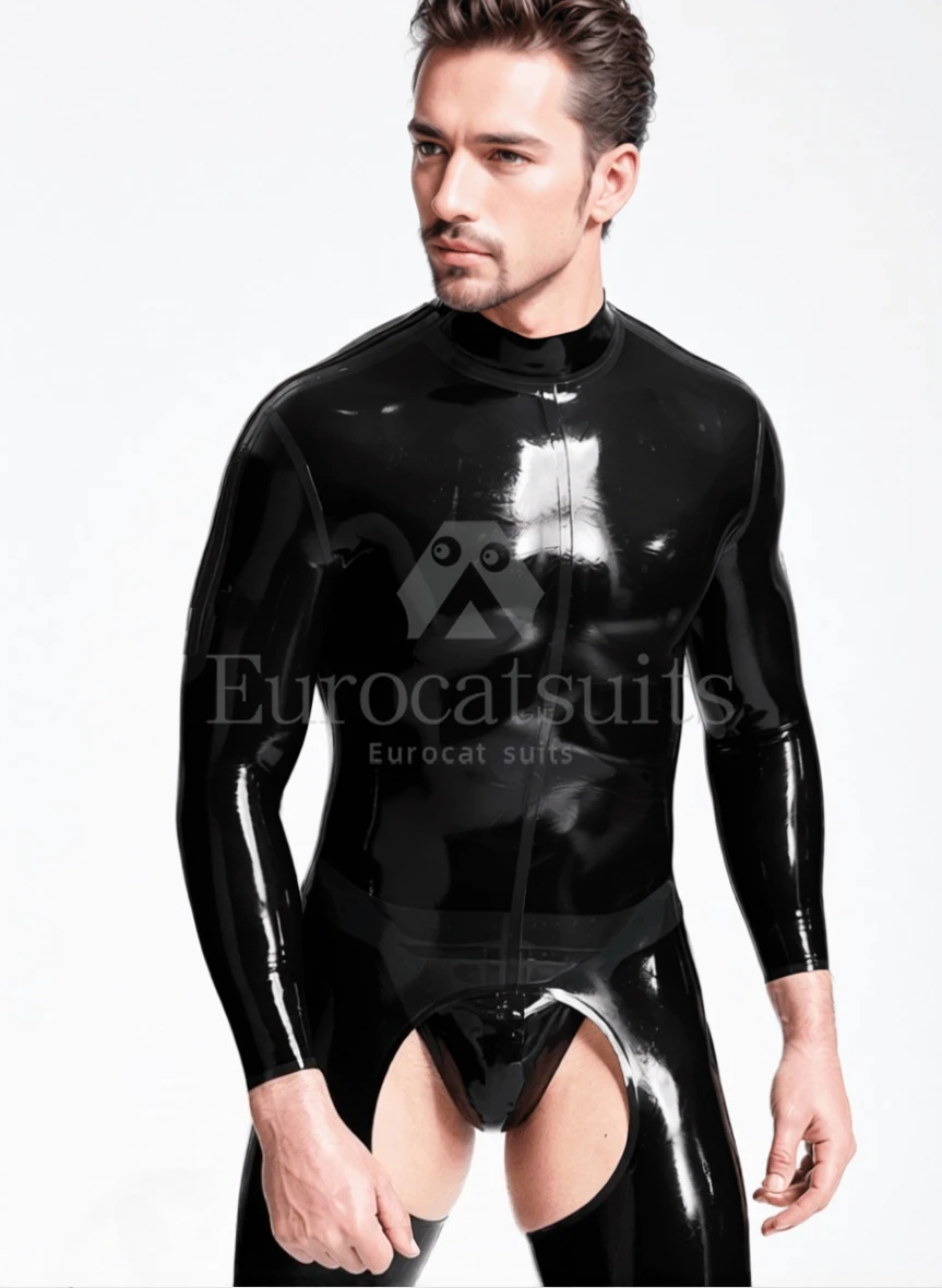 

Латексный комбинезон ручной работы по индивидуальному заказу, резиновое боди с открытой спиной и молнией, сексуальная фетиш-клубная одежда ﻿ косплей