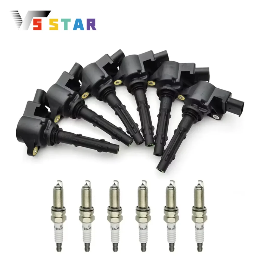 

178-8529 00501 UF-535 GN10235 C1656 6pcs Ignition Coil + Spark Plugs For 2007-2008 Dodge Sprinter 2500 3500 3.5L V6 Black