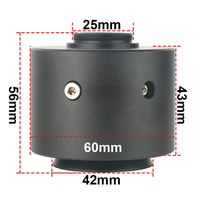 0.5X adjustable focus microscope interface for large field imaging with clear 42mm mounting interface