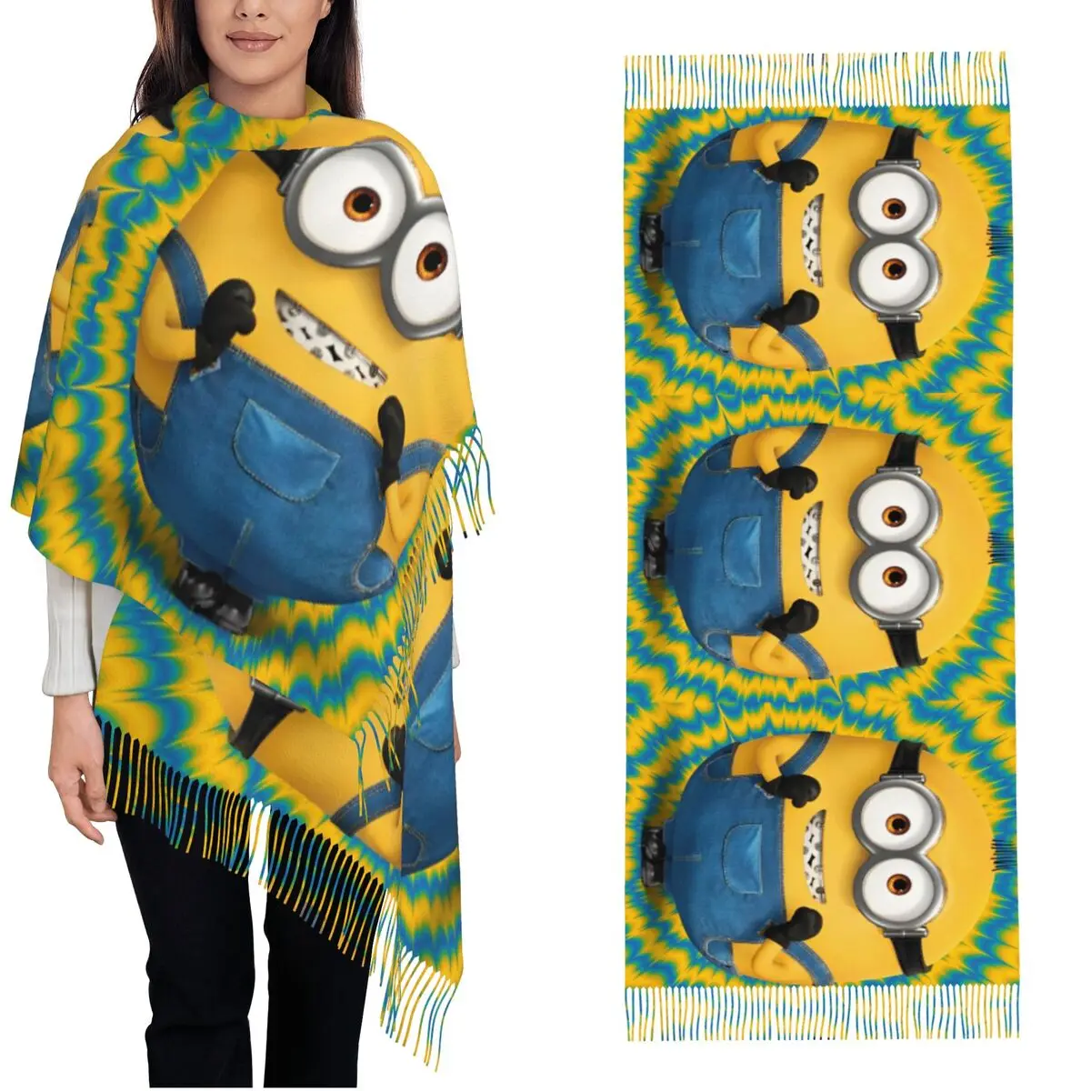 Minions Rise Of Gru Movie Scarf for Women Fall Winter Pashmina Shawls and Wrap Despicable Me Large Shawl Scarf Daily Wear