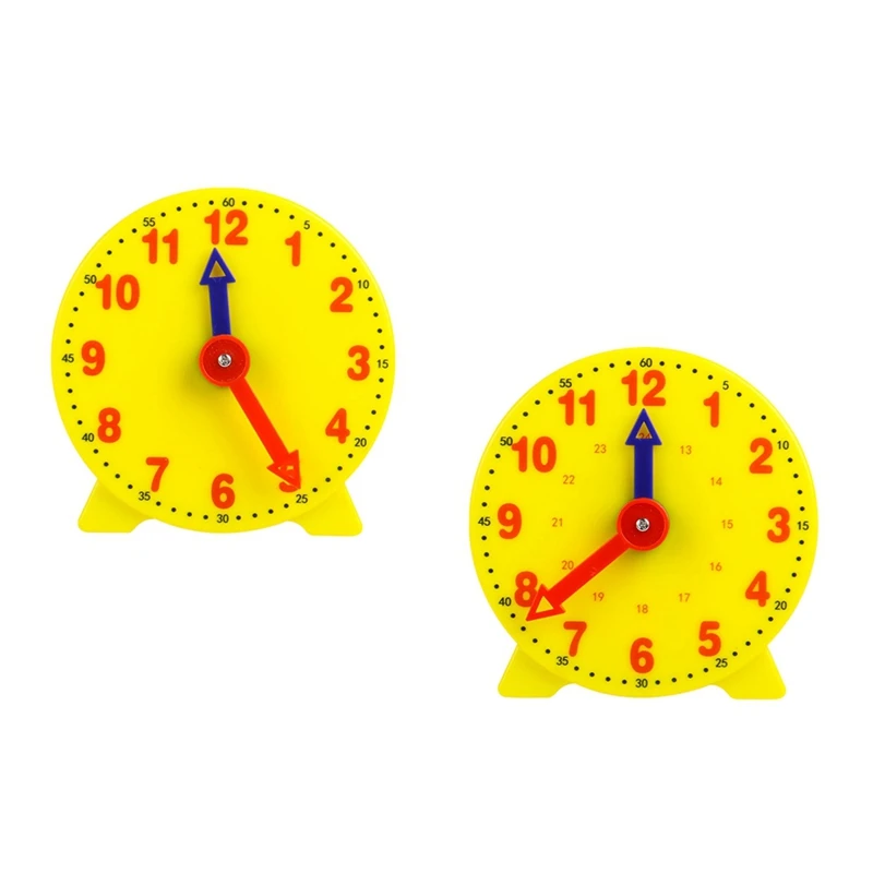 4 Inch Student Learning Clock Time Model Teacher Gear Clock 12/24 Hour School Learning Tools Two-Hand Linkage Clock Model