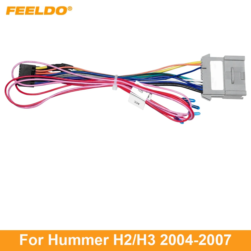 FEELDO Car 16pin Power Cord Wiring Harness Adapter For Hummer H2/H3 (04-07) Installation Head Unit Cable