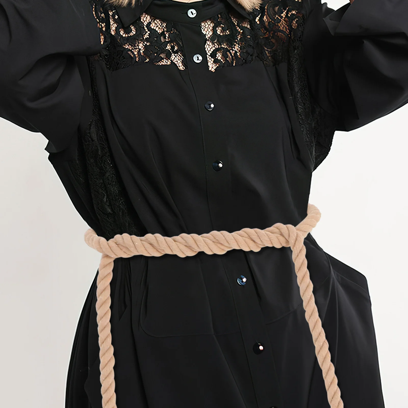 Gotycki pasek do talii z bawełny i lnu, sznurkowy, dla kobiet i mężczyzn, regulowany dodatek do kostiumu, szata pastora, cosplay, moda vintage.