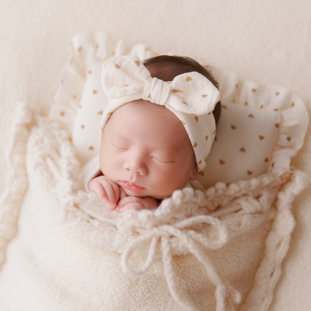 White Newborn Pocket Blanket Pillow Hat for Photography Props Soft Baby Sleepy Pocket Backdrop Photo Baby Blanket Newborn Props