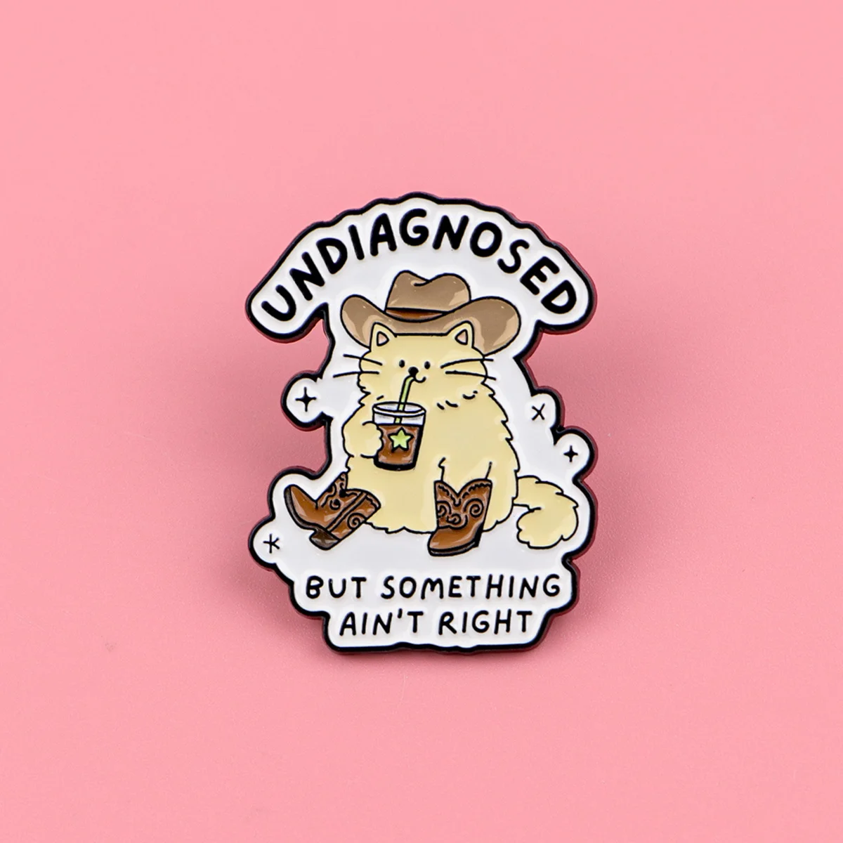 Cute Cowboy Hat & Boots Design Cat Enamel Pin 