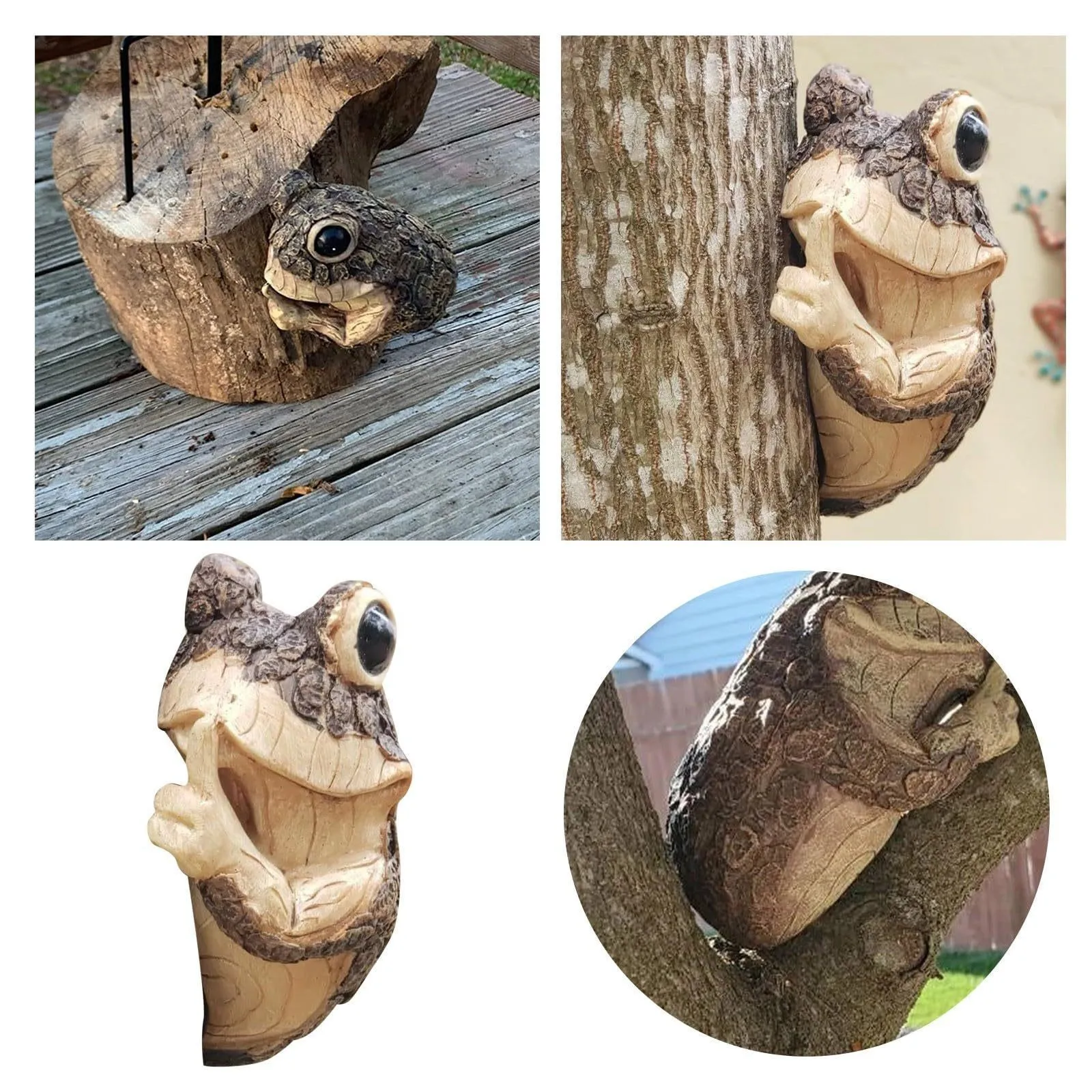 Peeping Frog Tree Ornament- Resin Garden Decoration, Unique Yard Figurine
