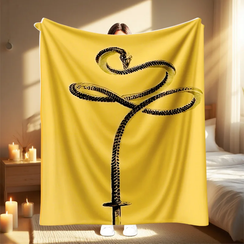 1pc 2025 Autumn Winter New Blanket Snake Warrior Print Sofa Blanket Bed Blanket Beach Camping Outdoor Nap