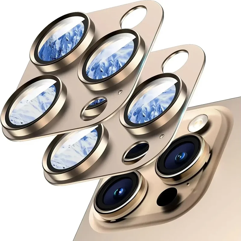 Protetor de Lente de Câmera de Metal Temperado 9D com Cobertura Total para iPhone 16 15 14 Plus Pro Max, Acessório de Vidro Temperado para Câmera de Celular