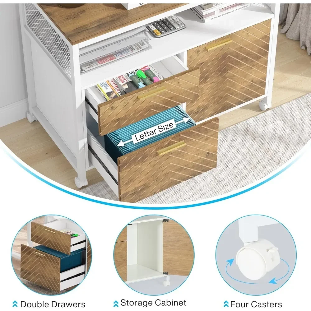 Bureau en forme de L avec MELCabinet, bureau d'ordinateur exécutif, classeur latéral, meubles de bureau à domicile, 63 ", 2 pièces