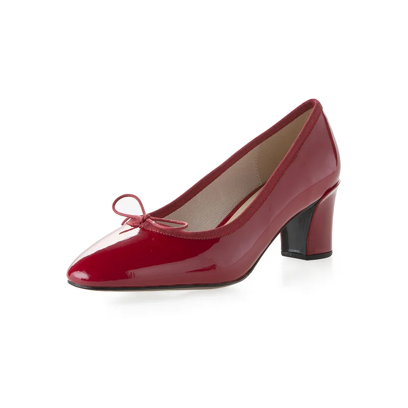 

Woman Pumps Genuine Leather Elegant Shoes Retro French Style Slip On Bowtie Pumps Spring Atumn Dress Pumps Simple Shoes
