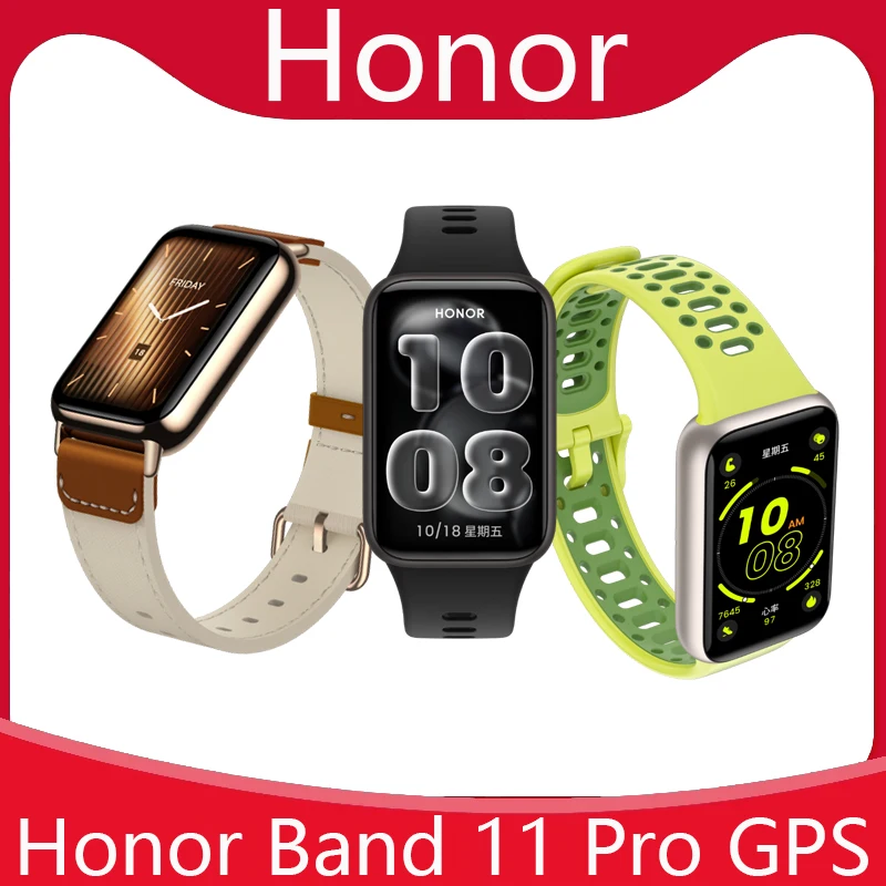 Honor Band 11 Pro GPS Smart Band com GPS Independente para Corrida ao Ar Livre, Ciclismo, Monitor de Fitness, Frequência Cardíaca, Monitor de Sono e B