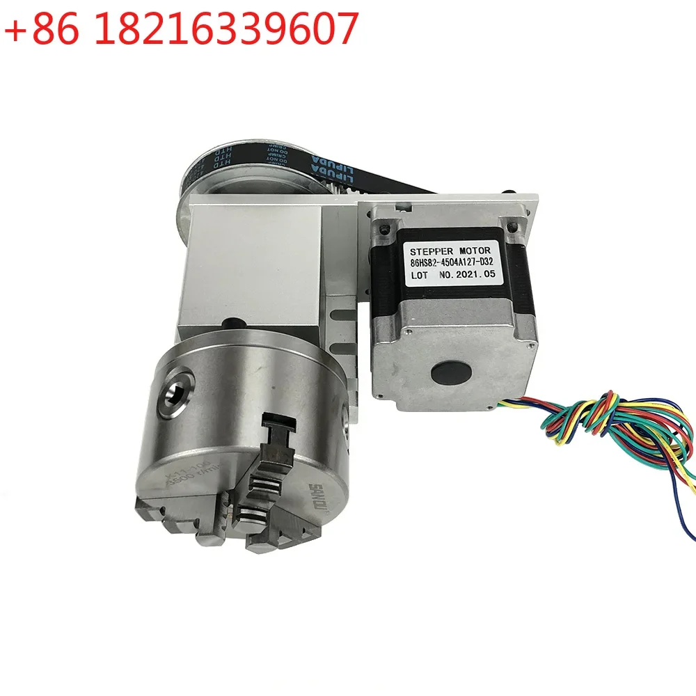TAO 4 Axis 4th A Axis Rotary Axis NEMA 34 86 Stepper Motor CNC Indexing Head 4 Jaws 100MM Chuck Center Height 65MM Engraving Mac