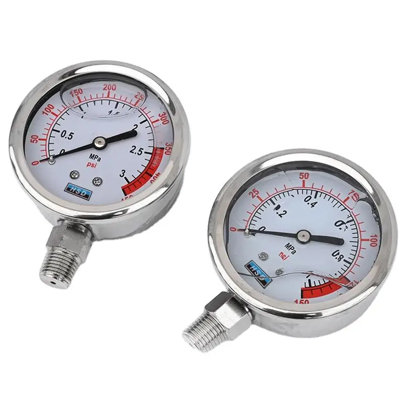 60Mm stainless steel pressure gauge 0~ 100mbar high precision, suitable for air, gas and liquid