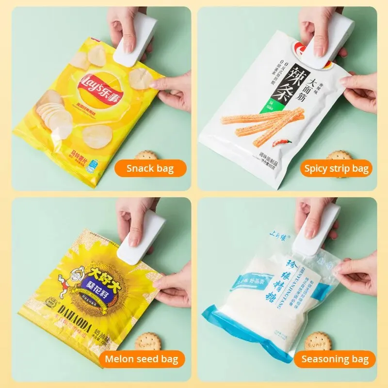 Mini Heat Bag Sealing Machine Package Sealer Bags Thermal Plastic Food Bag Closure Portable Sealer Packing