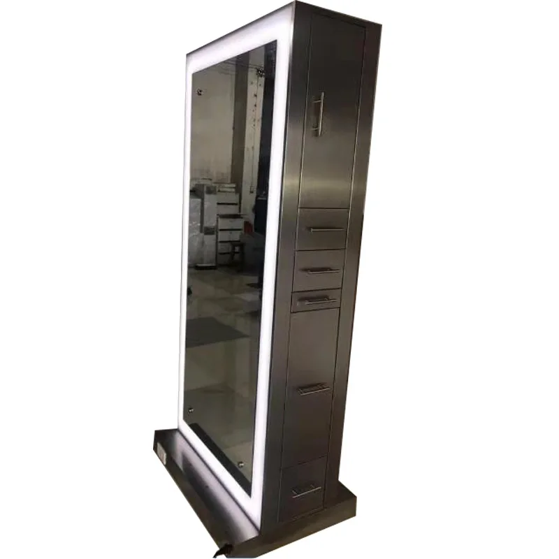 

Barbershop mirrors with LED lights, floor mirrors, full-length mirrors, hairdressing stainless steel salon mirrors