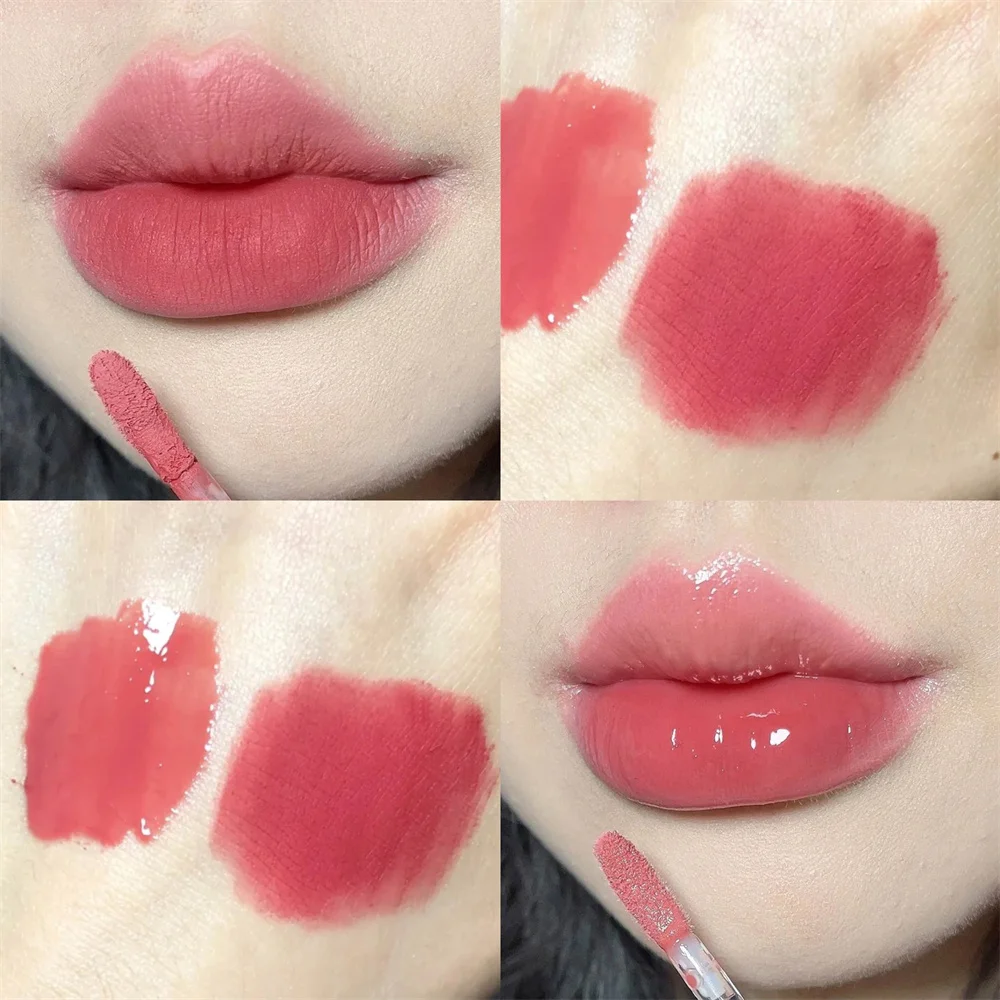 Cace-brillo de labios de doble punta, maquillaje de esmalte de labios disponible en 6 colores, lápiz labial mate hidratante