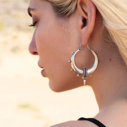 New Gothic Trendy Round Bead Earrings Punk Style Earrings Hip Hop Sharp Cone Men's and Women Earrings Festival Party Accessories