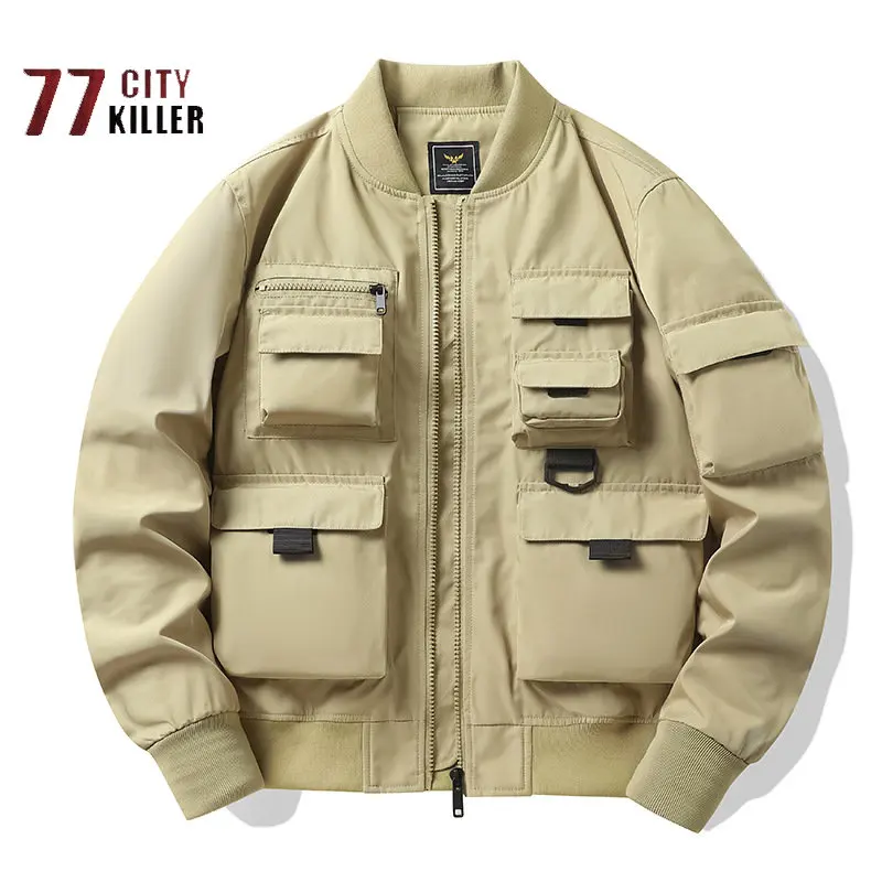 

Mens Multi Pocket Windproof Waterproof Cargo Jacket Retro Casual Fashionable Baseball Jackets Men Outdoors Military Tactics Coat