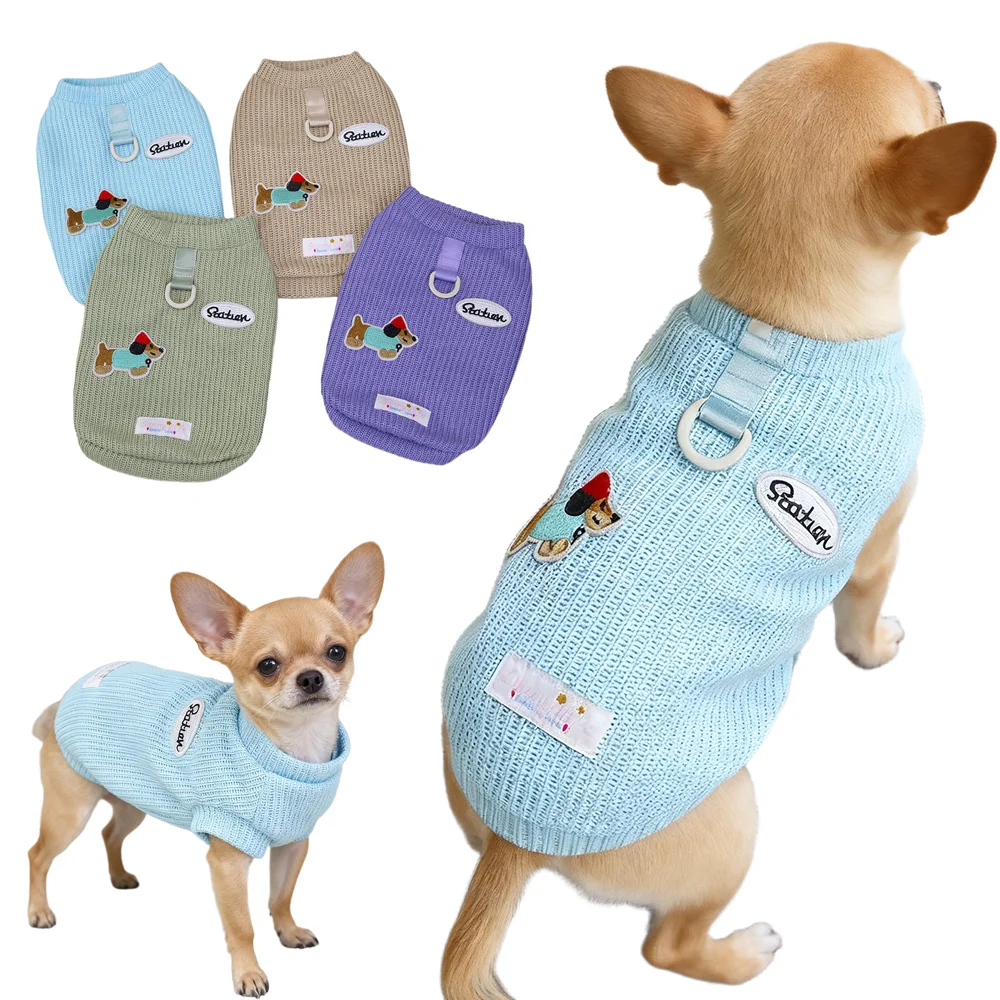 

Dog Sweater For Small Medium Dogs Winter Warm Dog Clothes Print Pet Clothing Puppy Cat Sweaters Vest Chihuahua Yorkie Customes