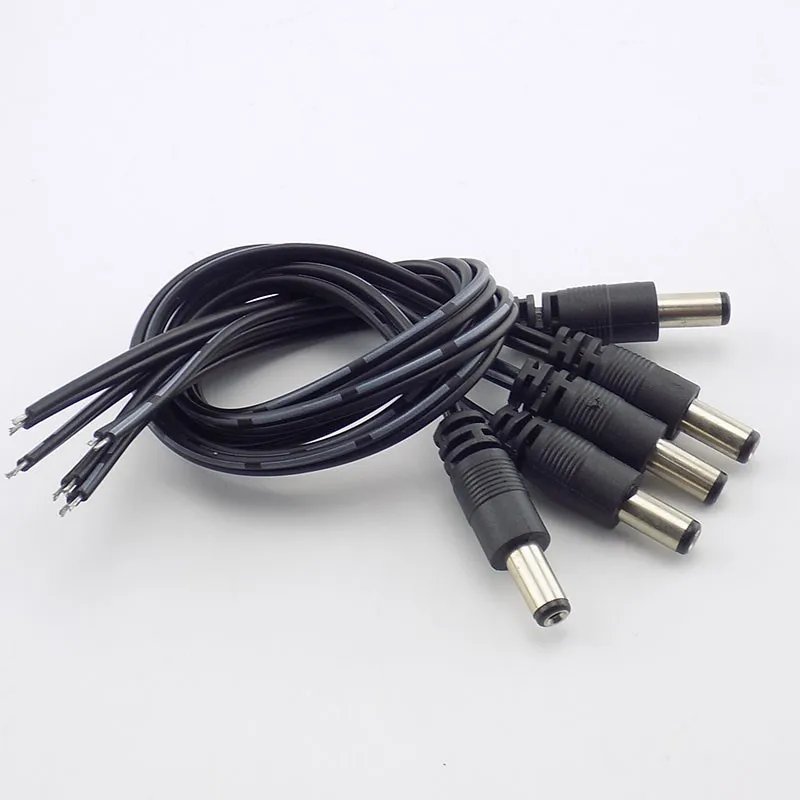 1/2/5/10pcs 12v DC Male Connectors Plug 5.5*2.1mm Power Supply Extension Cable Cord Wire for CCTV Camera LED Strip Light E4