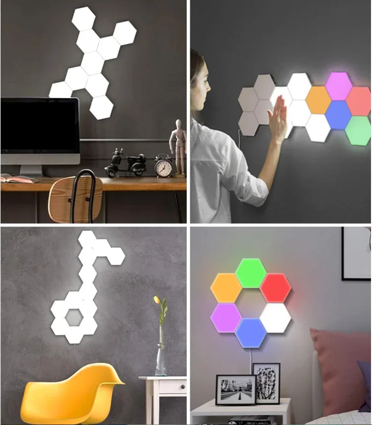 Quantum Light Touch Sensor Night Lights LED Hexagon Light Magnetic Modular touch Wall Lamp Creative Home Decor Color Night lamp