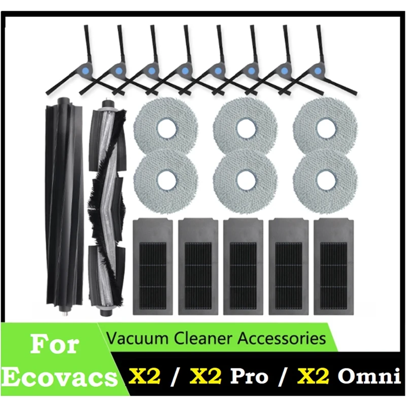 

Для Ecovacs Deebot X2 Omni/X2 Pro/X2 Робот-пылесос Аксессуары Ролик Основная боковая щетка Hepa-фильтр Швабра Тканевые аксессуары