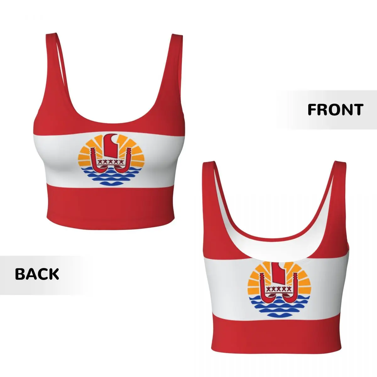 حمالة صدر رياضية للنساء للجري ملابس اليوغا سترة بولينيزيا الفرنسية العلم جمع سترة لياقة بدنية