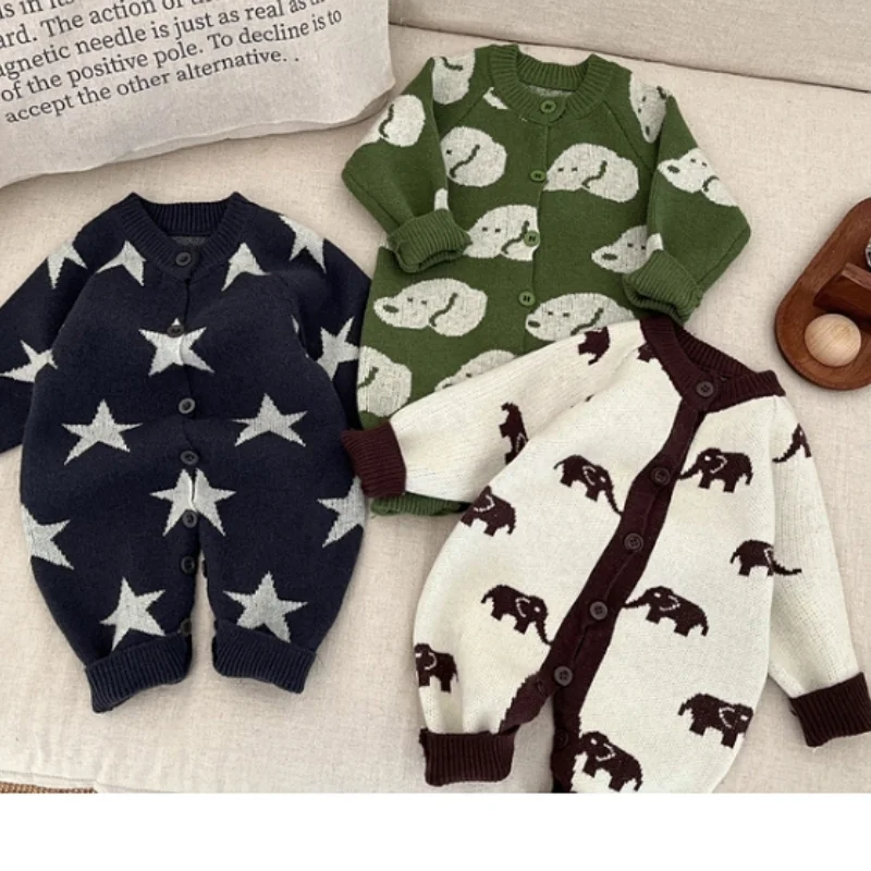 

Комбинезон для маленьких мальчиков, осенне-зимняя вязаная одежда для новорожденных, комбинезон для мальчиков, хлопковый цельный детский комбинезон, комбинезон, комбинезон