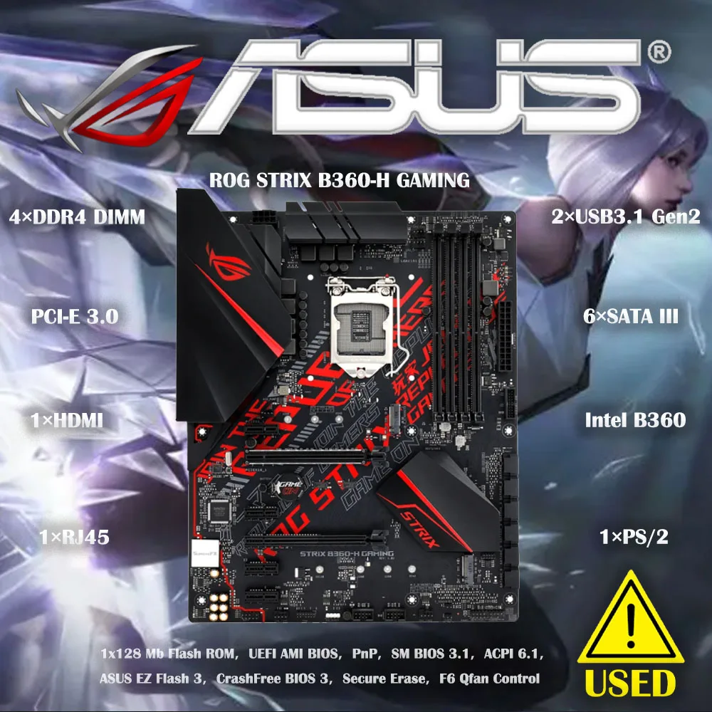 ASUS ROG STRIX B360-H GAMING motherboard with Aura Sync RGB LED DDR4 ATX Motherboard