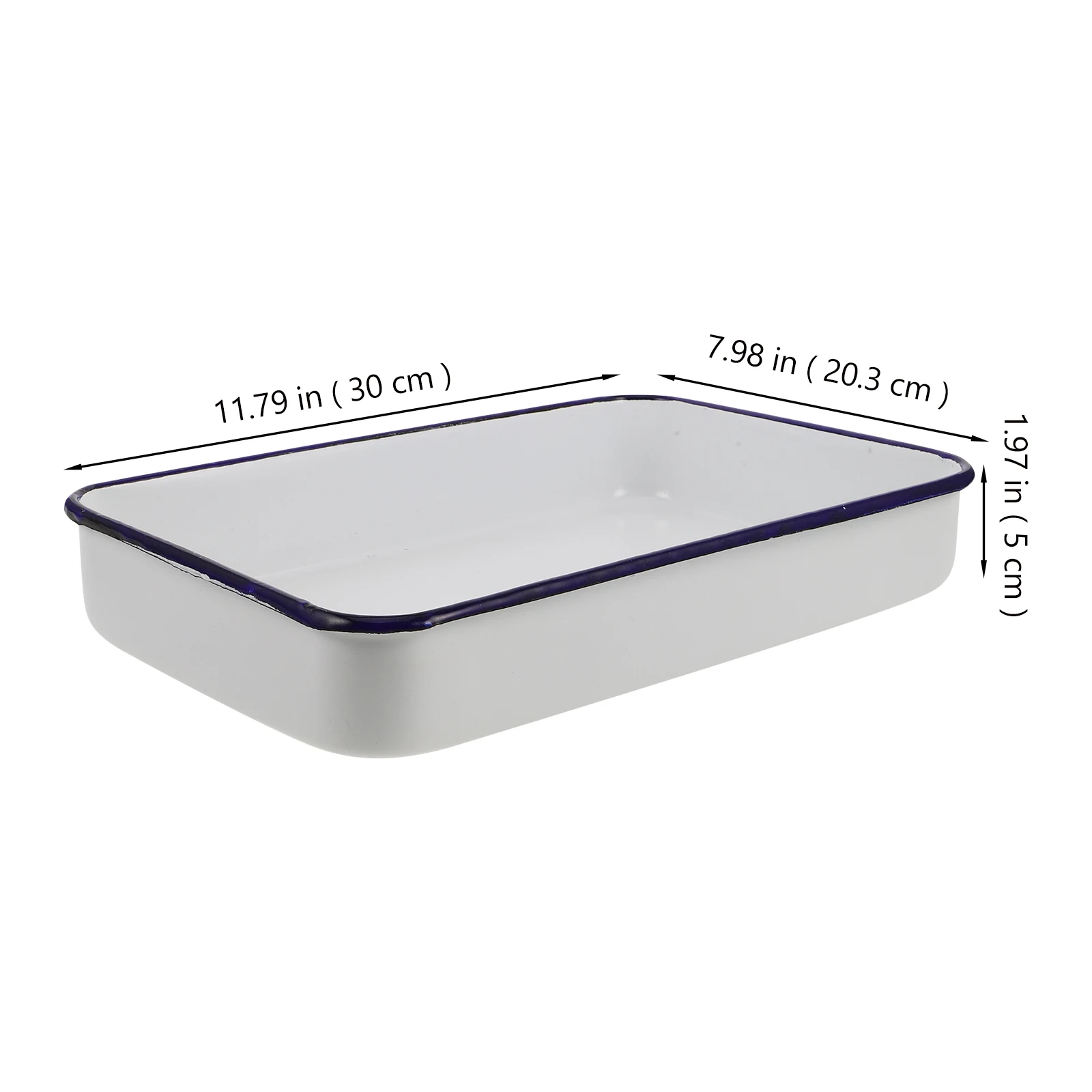 

Enamel Baking Pan Deep Tray Roaster Vintage Design Hightemp Resistance Rectangular Shape Multifunctional Use Smooth Surface