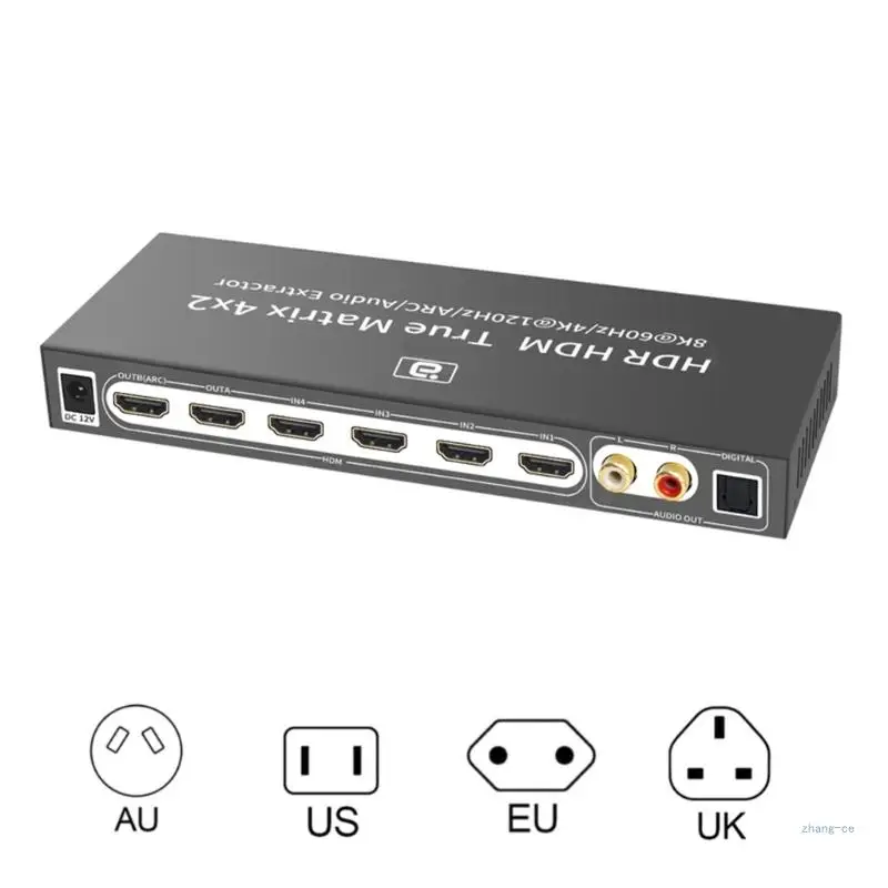 M5TD HD378 HDMI-2.1  Switching Separator   Box 4 In 2 Out Optical Fiber Lotus2.0 5.1CH  Extractor