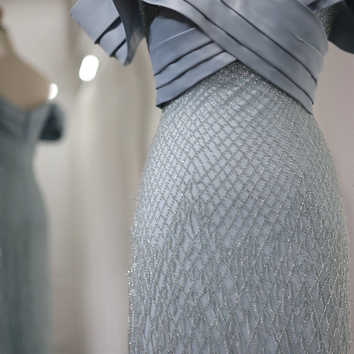 Sharon Said Off Schulter Salbeigrün Dubai Abendkleid Frauen Hochzeit Luxus Quaste Arabisch Formale Party Kleid SS667 Angepasst