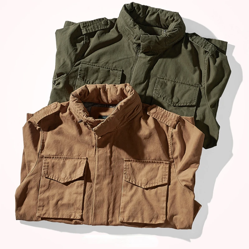 Chaqueta acolchada pesada Retro estilo militar campo duro chico bolsillo herramientas abrigo cortavientos